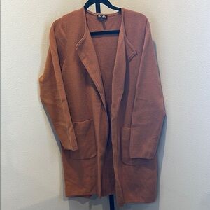 IMAN Tan Cardigan Sweater Longline Open Front